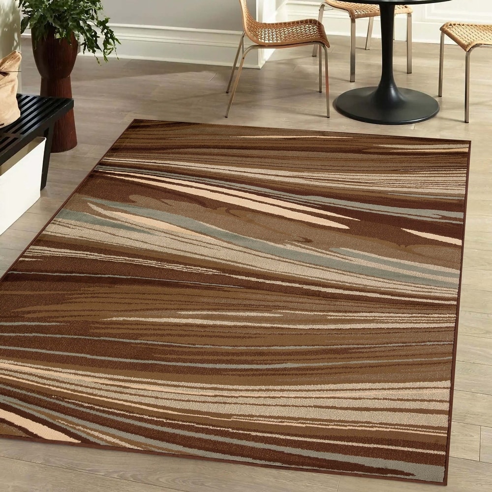 Superior Modern Abstract MultiColored Power-Loomed Indoor Area Rug