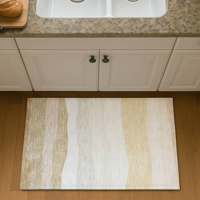 Premium Washable Super Soft Ombre Stripe Mayfield Rug - Wheat - 1'8" x 2'6"