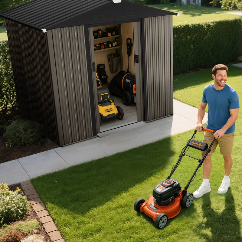 Metal Outdoor Garden Shed Storage Tool Shed with Sliding Doors