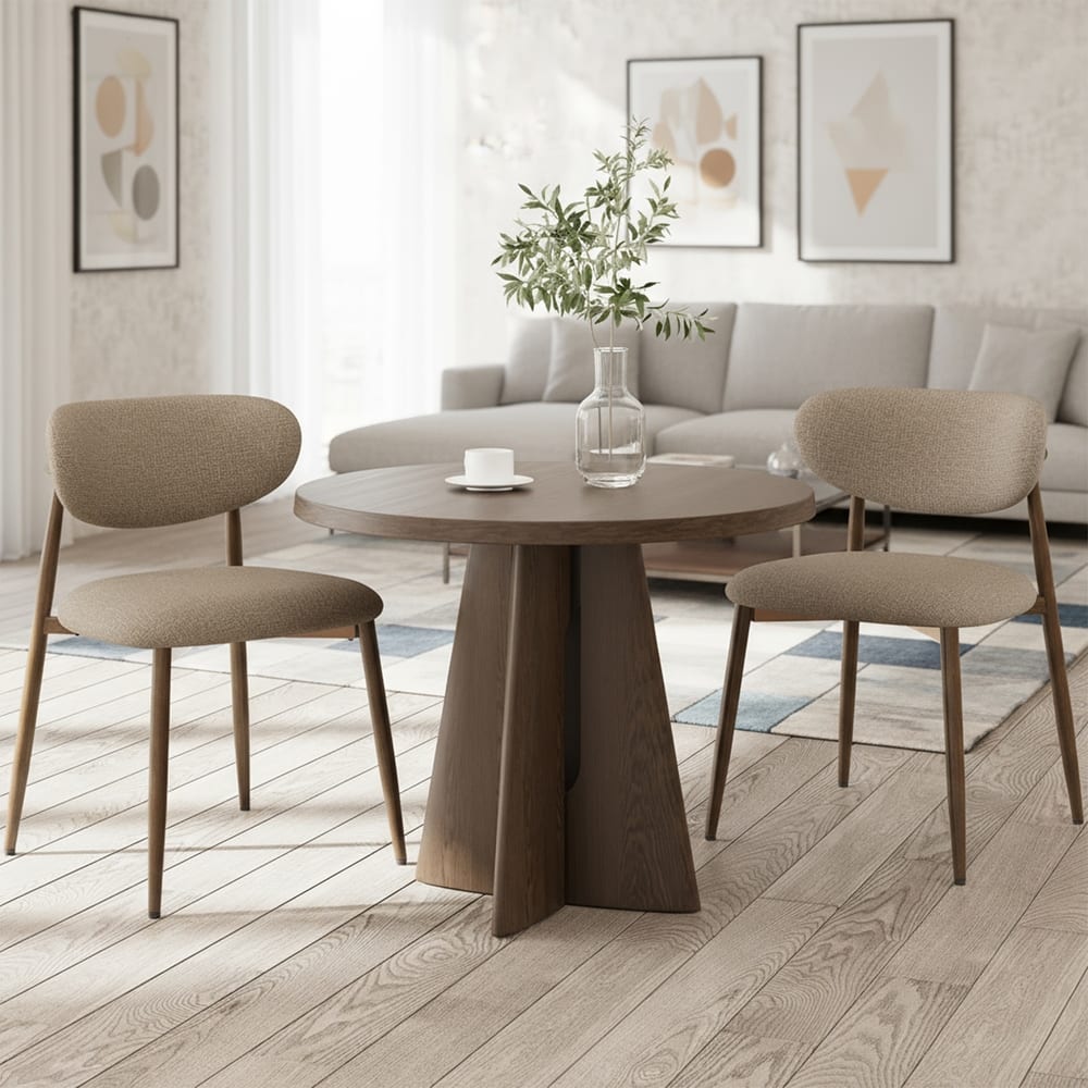 RENEWLINE Mid-Century Modern Tapered Dining Chairs with Upholstered Seat & Iron Frame