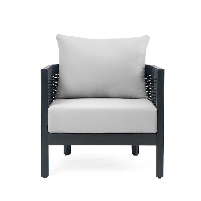 Burchett Outdoor Acacia Wood and Wicker Club Chairs (Set of 2) with Optional Sunbrella Cushions by Christopher Knight Home