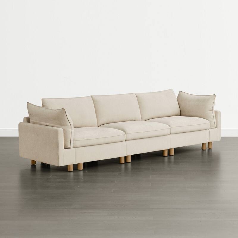 Spruce & Spring Modular Cloud Couch Sofa with Wood Legs for Living Room