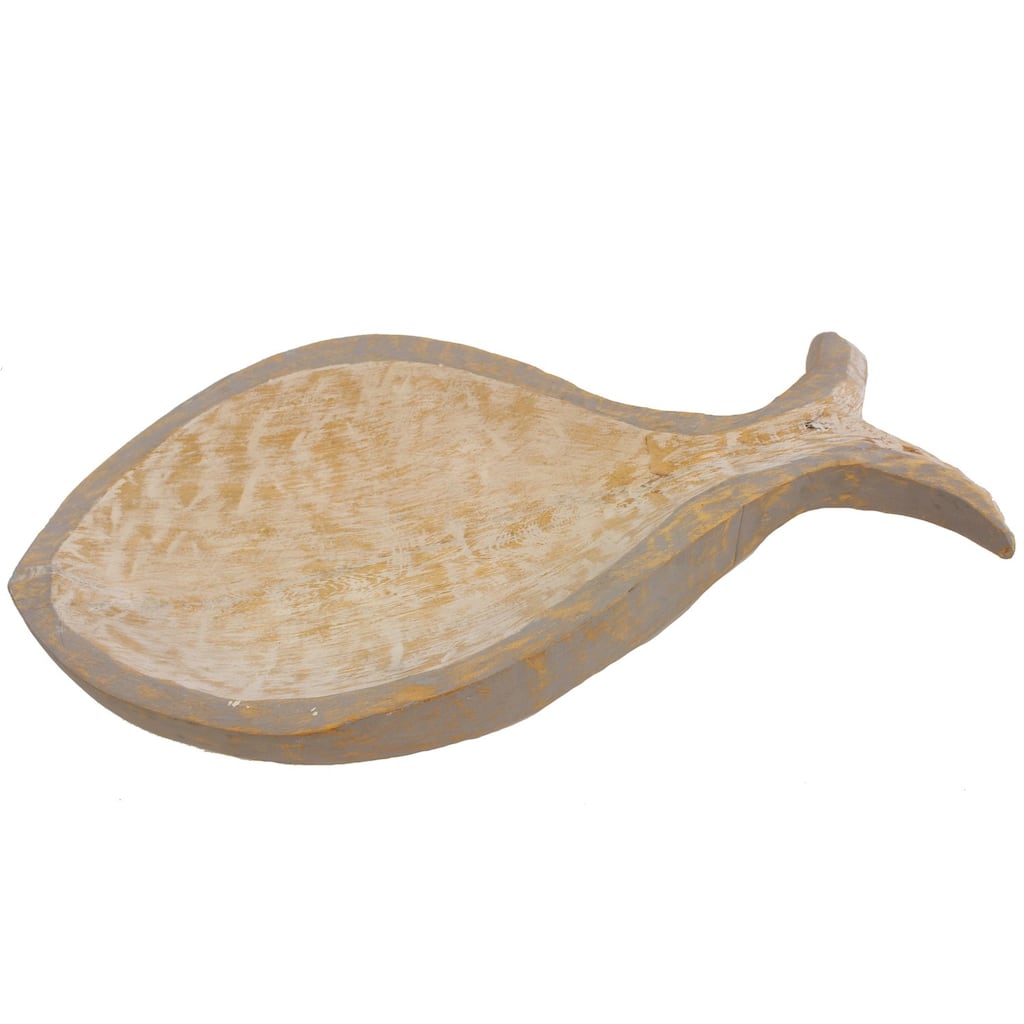 White Mango Wood Fish Bowl Decor