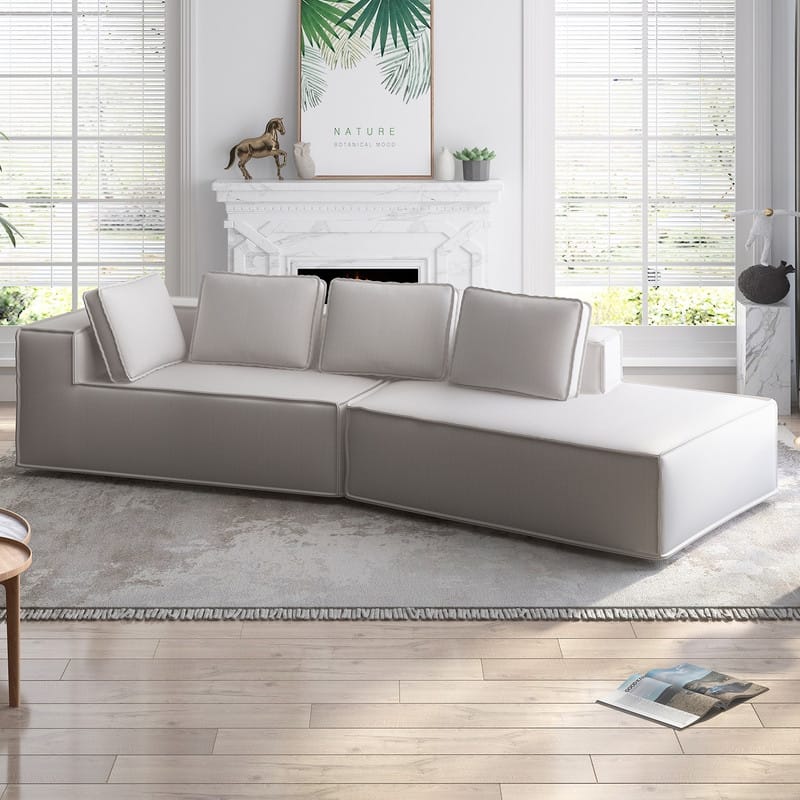 Mixoy 122" 2-Pieces Convertible Sectional Sofa,Oversized Sleeper Couch,Curved Modern Sofas for Living Room