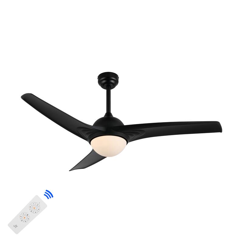 Aviator 52" 1-Light Industrial Iron/Plastic Mobile-App/Remote-Controlled 6-Speed Propeller LED Ceiling Fan, by JONATHAN Y