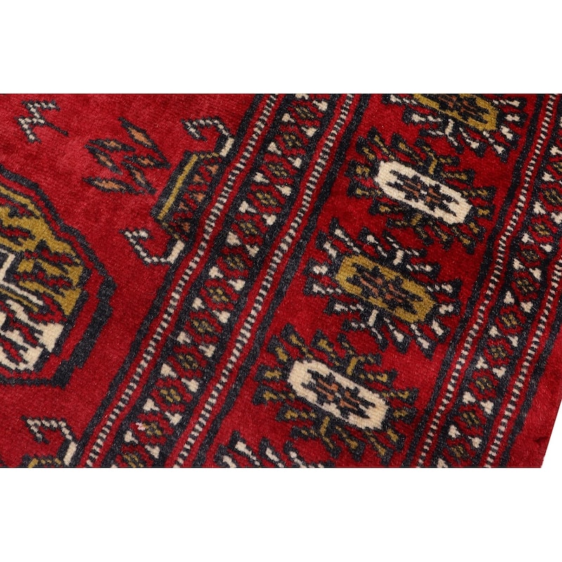 Tribal Bokhara Kai Red Beige Hand Knotted Rug - 2'1'' x 3'0''