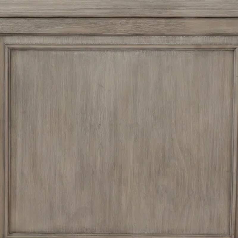 Ava King Bed with Footboard Storage and Bun Feet, Gray Solid Wood