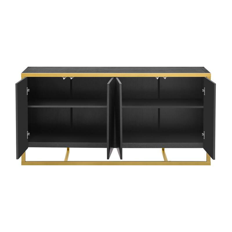 Modern Sideboard with Unique Metal Legs - Black
