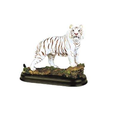Q-Max 6"H White Tiger Standing on Rock Wild Animal Figurine