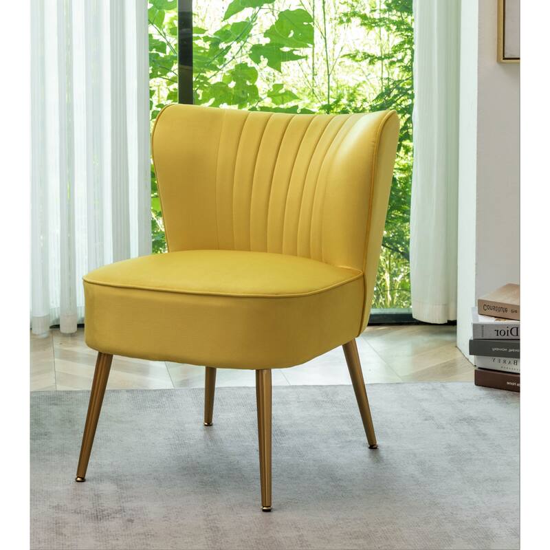 Sauter 23.2" Wide Mid-Century Modern Microfiber Accent Chair with Metal Leg