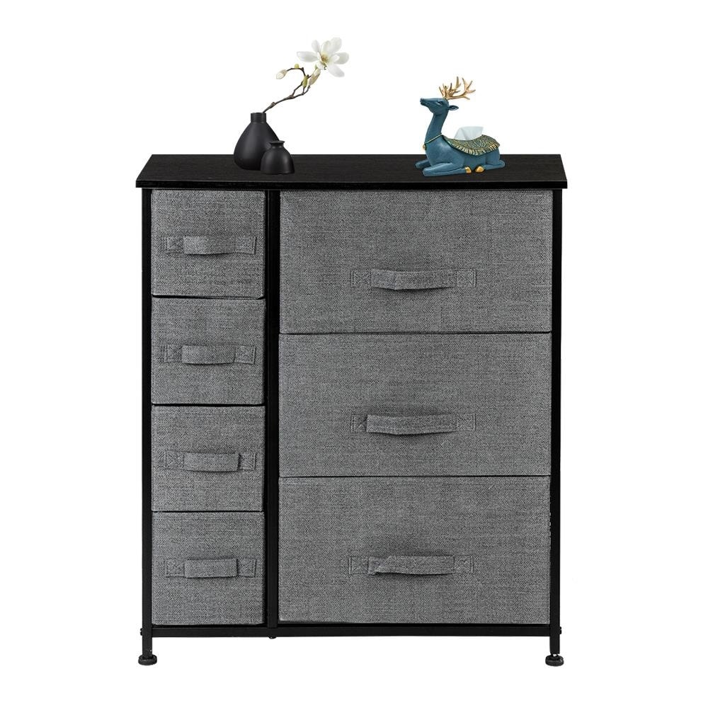 Wide Drawer Dresser Storage Unit Shelf Organizer Bins Chest w/ 5 Fabric Drawers 
