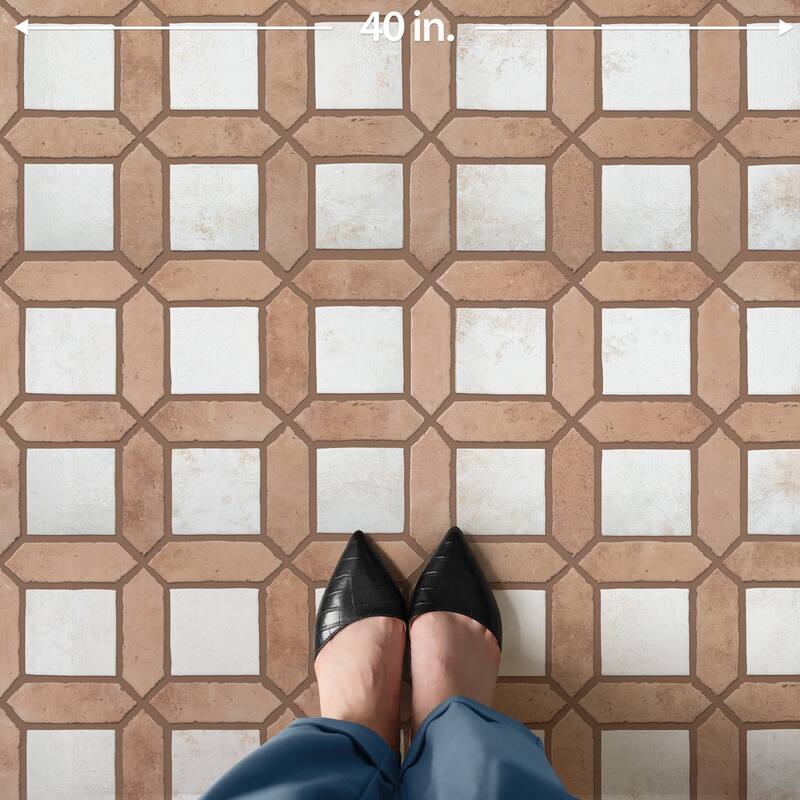 Merola Tile Picket Arenta Cotto with White Square 14-5/8" x 22-1/2" Porcelain Floor and Wall Tile