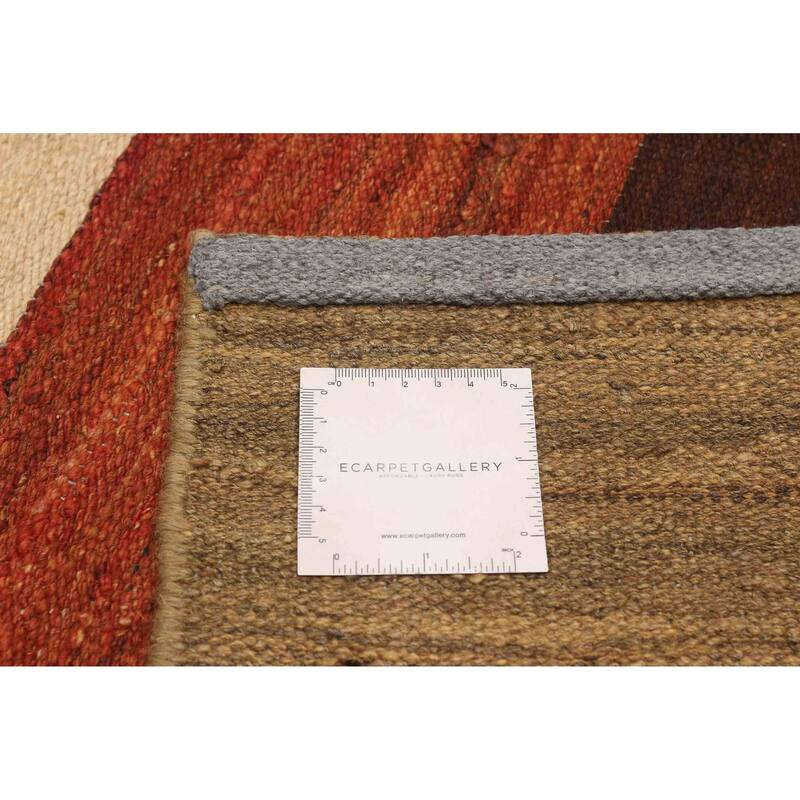 ECARPETGALLERY Flat-Weave Boho Copper Wool Kilim - 8'0 x 10'1