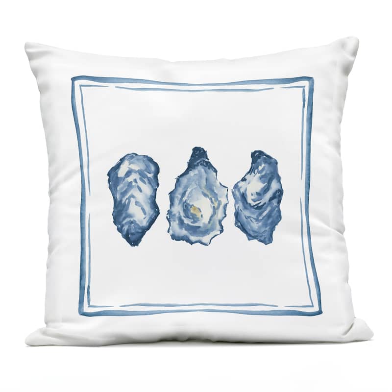 Stupell Oyster Shell Trio Printed Outdoor Throw Pillow Design by Lucille Price - Accent - Polyester - Blue - Single