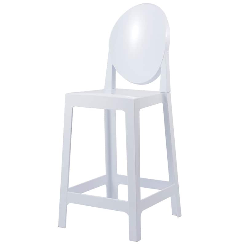 Set of 4 Smoke Modern 25" Seat Bar Stool Counter Height With Backs Plastic Chairs For Home Restaurant Office - White