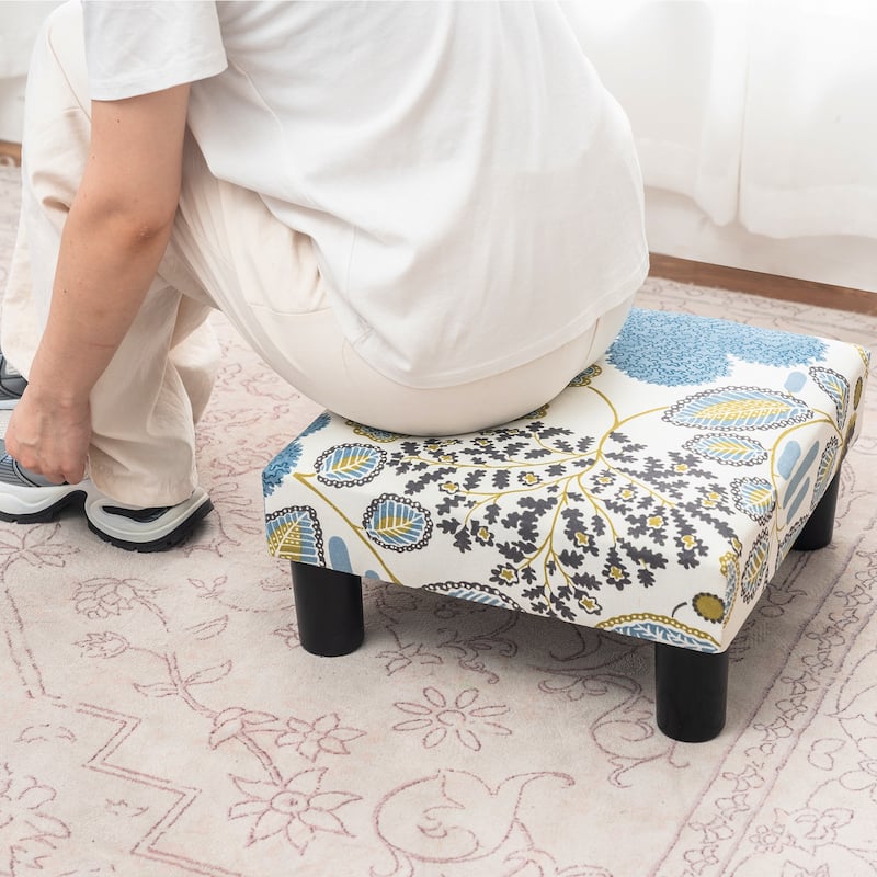 Adeco Ottoman Upholstered Fabric Footrest Pet Steps Dog Stair Stool