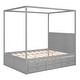preview thumbnail 11 of 34, Elegant Design Canopy Platform Bed featuring a Twin Size Trundle and Three Storage Drawers,Queen Size