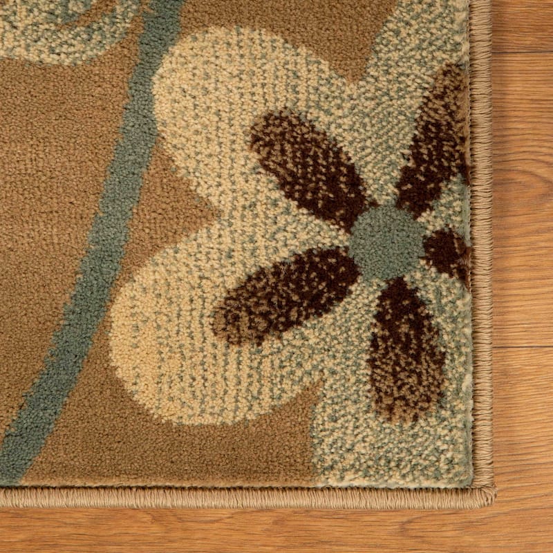 Superior Modern Bohemian Oversized Flower Vines Power-Loomed Indoor Area Rug