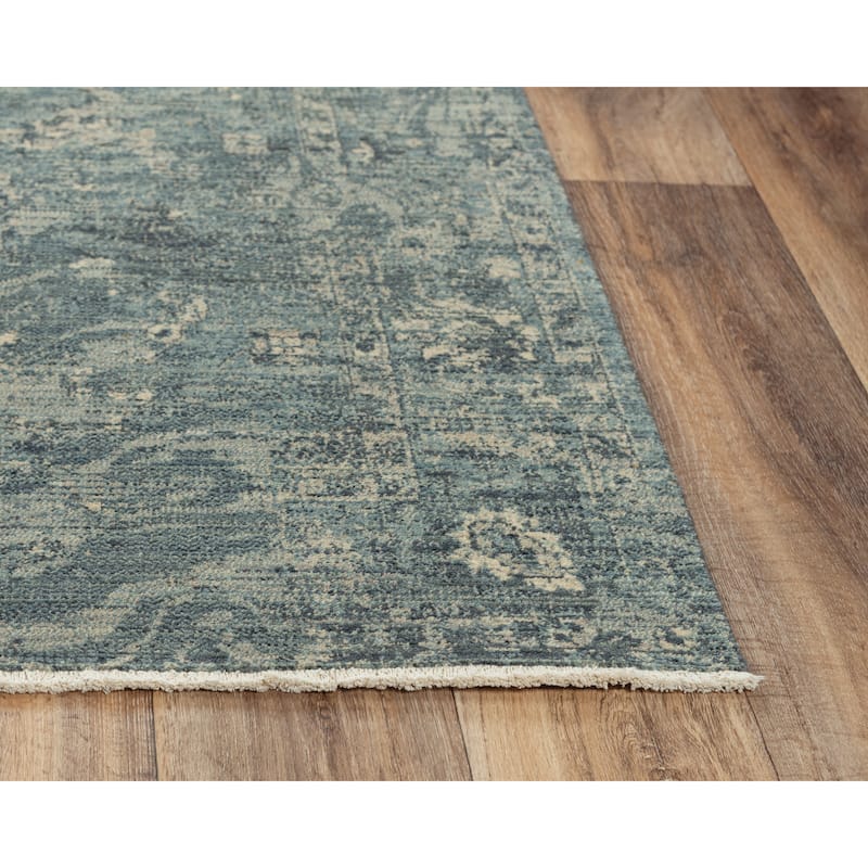 Alora Decor Intrepid Blue, Grey, and Ivory Abstract Wool Rug