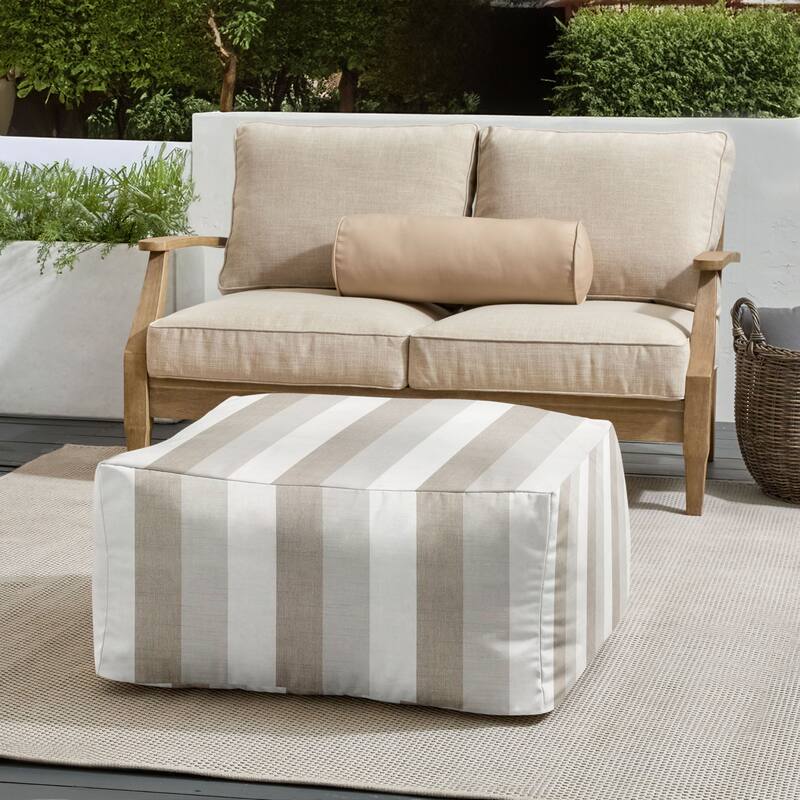 Sorra Home Sunbrella Outdoor Knife Edge Bean Pouf - Direction Linen