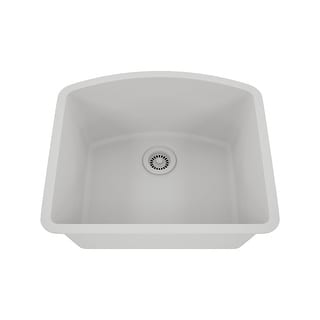 23 Inch Lexicon Platinum Quartz Composite Drop-in Undermount D-Shaped Single Bowl Galaxy White Kitchen Sink LP-2321D-W-SO