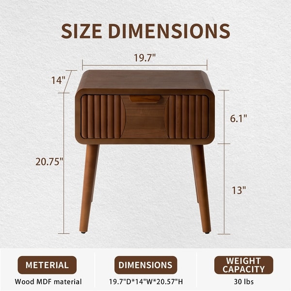 dimension image slide 3 of 6, COSIEST Modern Brown Nightstand with Drawers