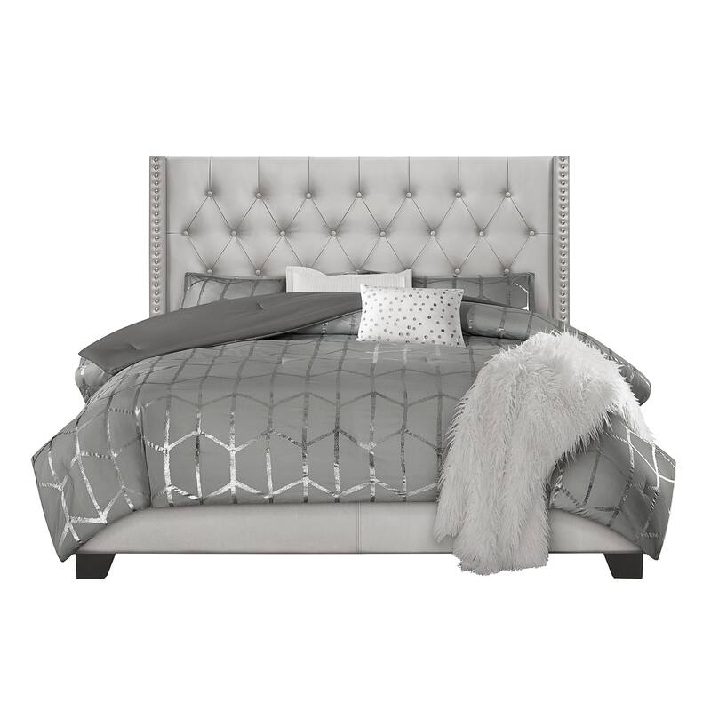 Brady Upholstered Tufted Wingback Panel Bed