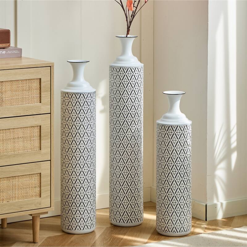 Home Decorated Floor Metal Vases (Set of 3)