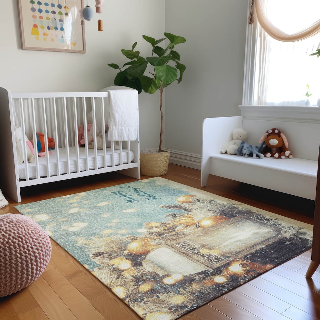 Premium Washable Super Soft Happy Holidays Mayfield Rug