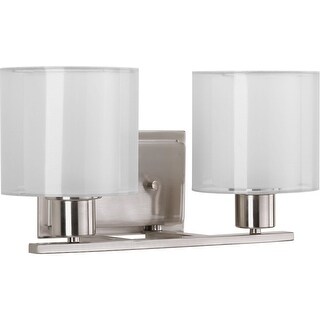 Invite Collection 2-Light Brushed Nickel White Shade New Traditional Bath Vanity Light
