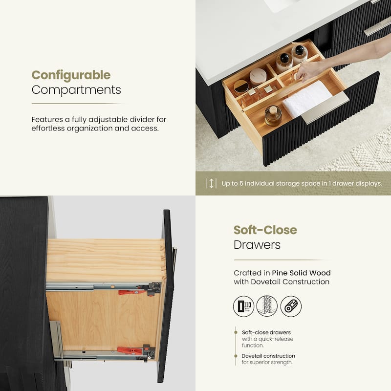 Barcelona Floating Bath Vanity with Quartz Stone Top without Mirror