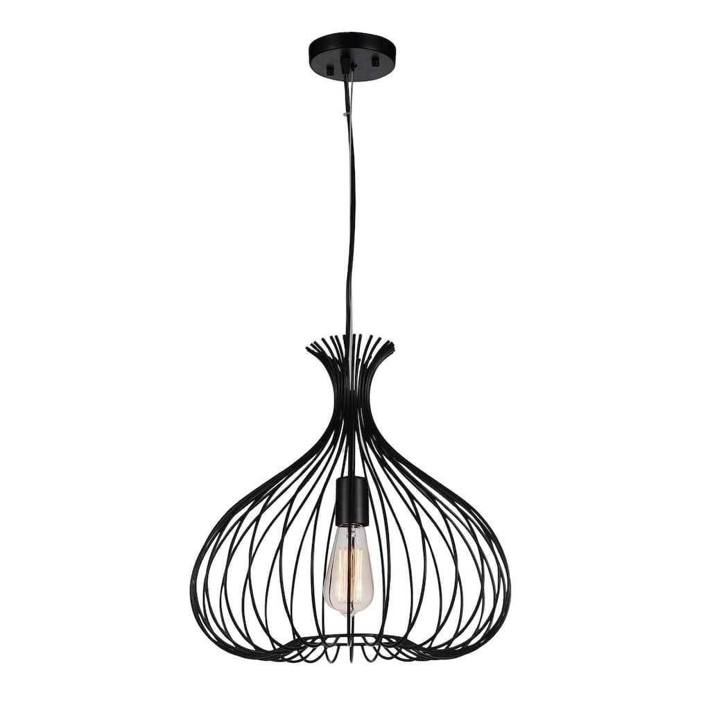 Darleen 1 Light 16in Rustic Black Down Pendant