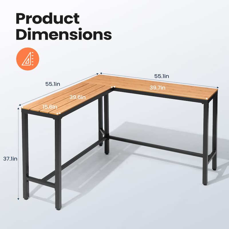 Pellebant Patio Outdoor Bar Table Rectangle Pub Table Dining Table