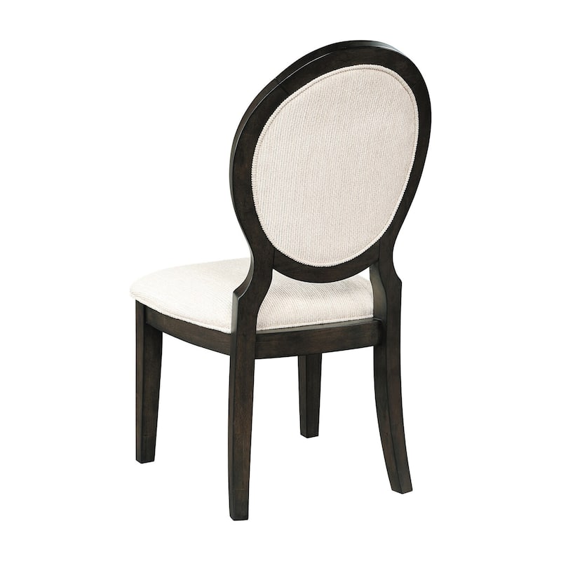 Brown/Cream Fabric Upholstered Wood Frame Dining Chair, Set of 2, Sturdy Dining Chair for Dining Rooms - 24.6