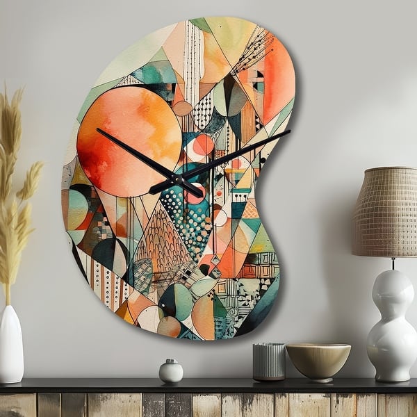 Designart - Joyful Geometric II - Abstract Landscapes Wall Clock in ...