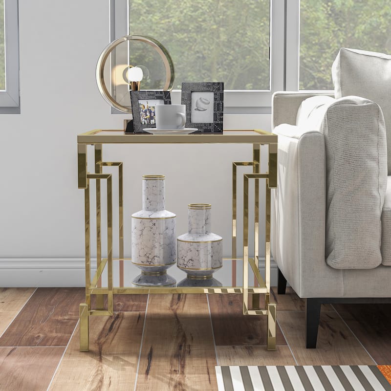Yout Glam 20-inch Glass Top 1-Shelf End Table by Furniture of America