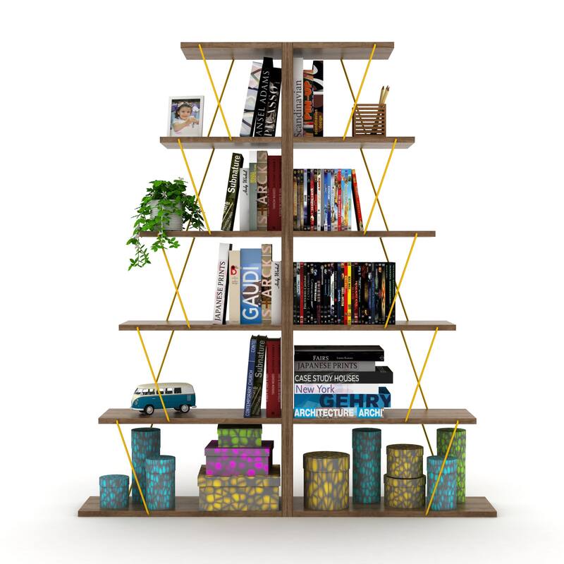 Furnish Home Store Modern 5 Tier Ladder Bookshelf Organizers, Narrow Bookshelf for Small Spaces Office Furniture Bookcase