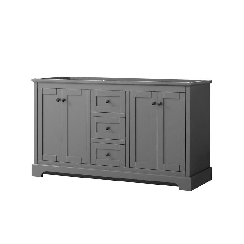Wyndham Collection Avery 60" Double Free Standing Vanity Cabinet Only - Dark Gray / Matte Black Hardware