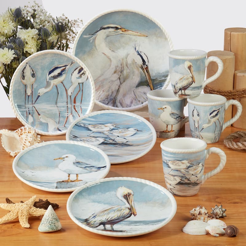 Certified International Shorebirds Rectangular Platter, 16" x 12" x 1.25" - 16" x 12" x 1.25"