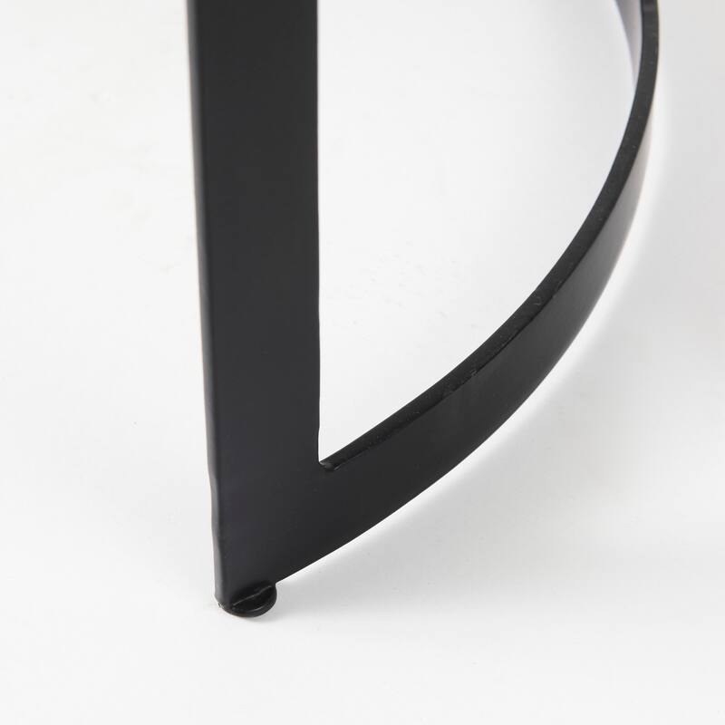 Aisley Light Brown Solid Wood w/ Black Iron Base Round Nesting Side Tables - 19.3L x 19.3W x 19.0H