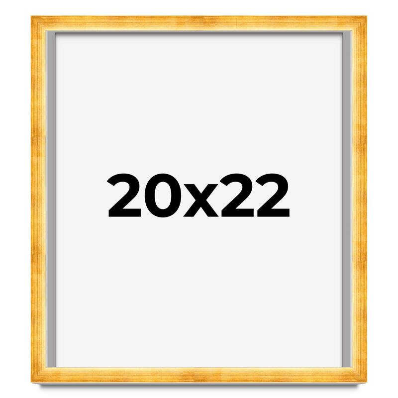 20x22 Shadow Box Frame Gold | 1.625 Inches Deep Real Wood Traditional