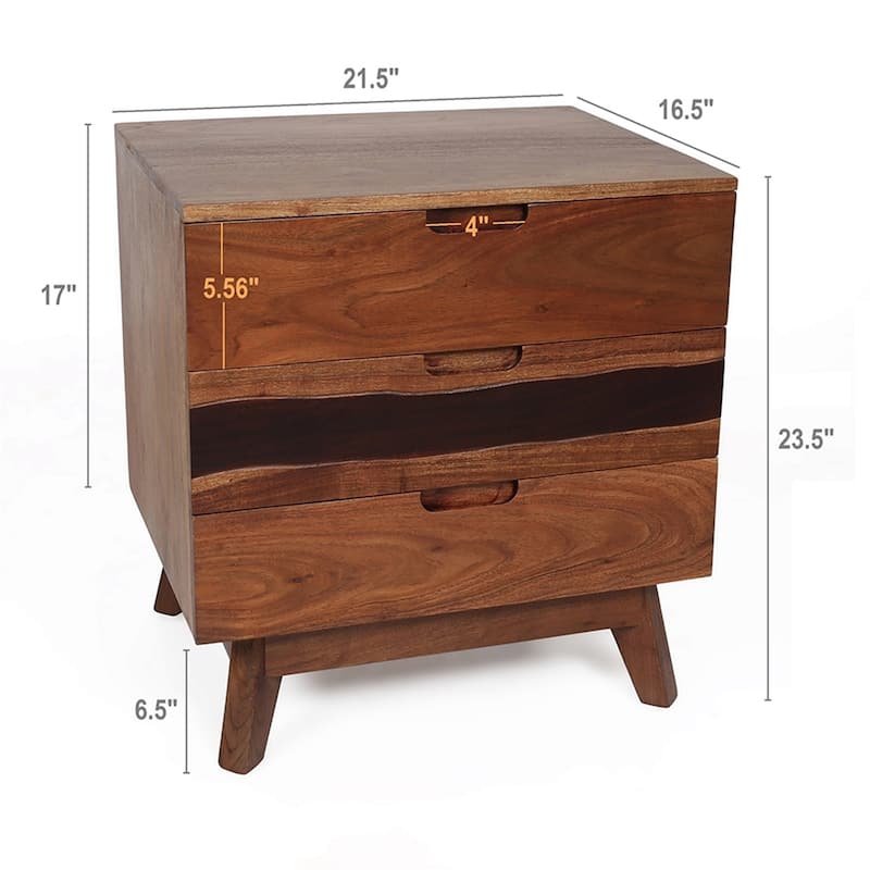 21.5"x16.5"x23" Modern 3-Drawer Storage Nightstand