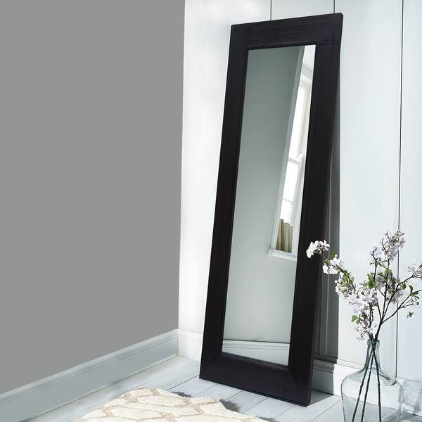 Shop 67 Inch Leaning Floor Full Length Mirror With Wooden Framework Brown Overstock 32148827