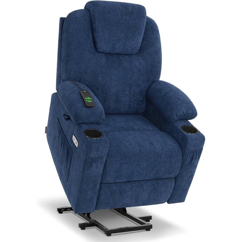 MCombo Electric Power Lift Recliner Chair Sofa with Massage and Heat, 3 Positions, USB Ports, Fabric 7040 - Admiral