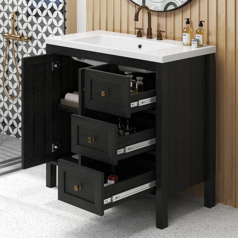Moasis 36"/42" Bathroom Vanity with Sink Set and 2 Soft-Closing Doors & 3 Drawers