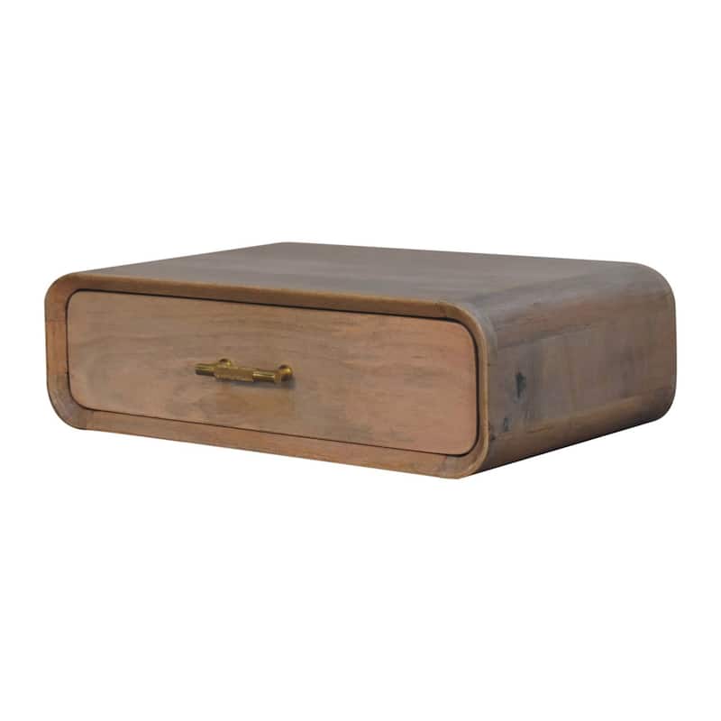 HomeRoots 20" Brown Solid Wood One Drawer Floating Nightstand