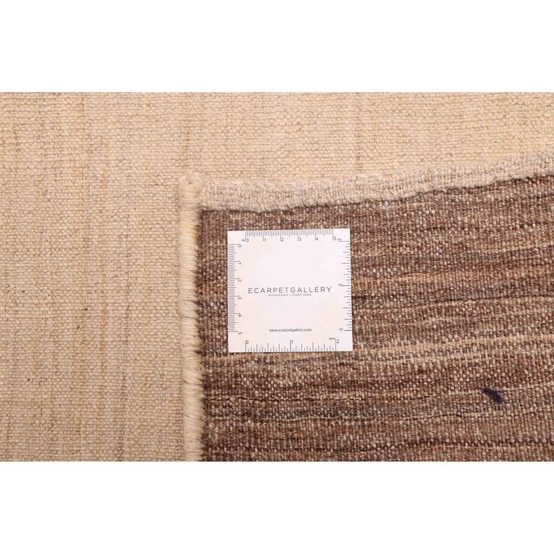 ECARPETGALLERY Flat-Weave Boho Ivory Wool Kilim - 6'3 x 8'8