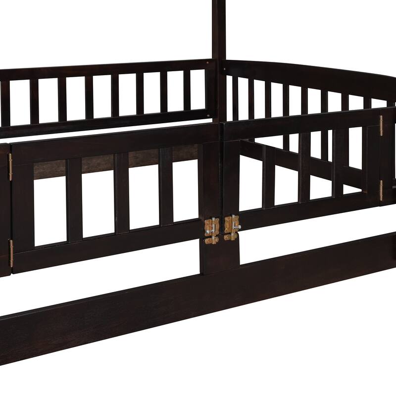 Pine Wood Bunk Bed with Convertible Slide and Ladder