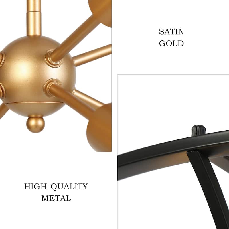 Modern 8-Light 29.5"D Chandelier Black Gold Drum-Shaped Large Pendant for Dining Room - Drum