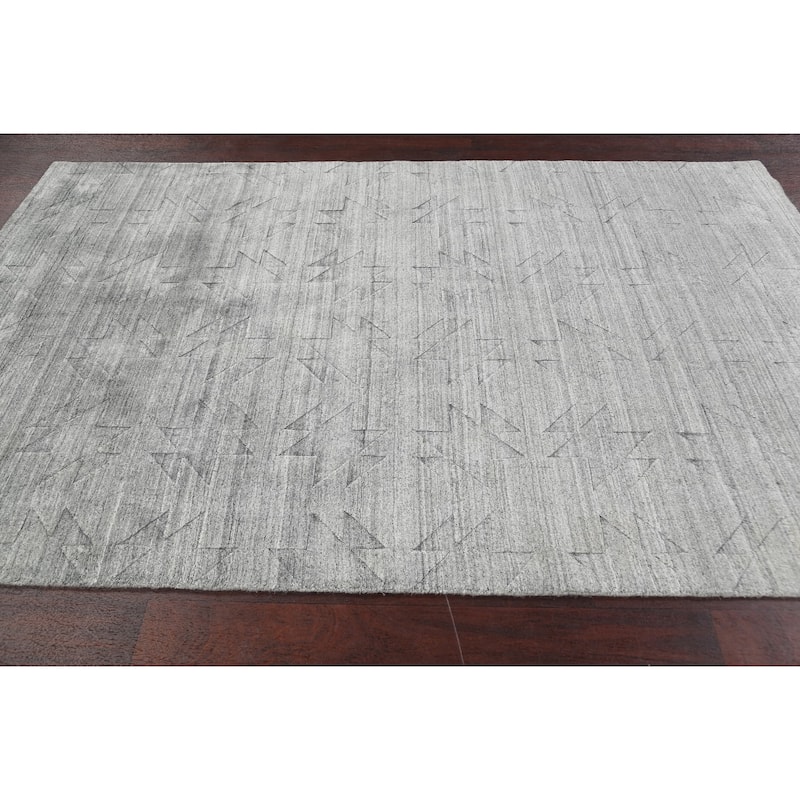 Geometric Oriental Moroccan Contemporary Area Rug Wool Hand-knotted - 4'11" x 7'9"